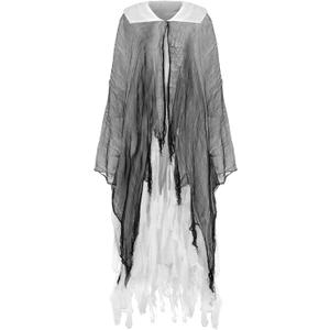 Halloween Tattered Cloak Retro Grim Reaper Cape Horror Wizard Tattered Cloak for Adult Halloween Cosplay Costume (Medium, White, Black)