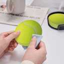 Tennis Ball Coasters for Drinks with Holder Round Leather Coasters Set of 6 Cups Mugs Mat Pad for Home Kitchen Bar