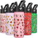 BJPKPK Insulated Water Bottle with Straw Lid, 18 oz Stainless Steel Metal Water Bottles, Reusable Leak Proof BPA Free Water Bottles, Cups, Thermo, Passionate-Pink