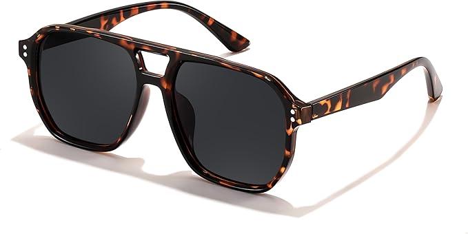 Retro Avaitor Sunglasses Women Men Vintage Square 70s Plastic Frame Pilot Sun Glasses B9144
