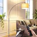 EDISHINE Dimmable Mid Century Modern Floor Lamp with Remote, Tall Arc Standing Lamps with Adjustable Drum Shade, Standing Corner Light for Living Room, Bedroom, Dining Room, Bronze