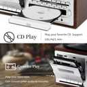 MUSITREND Record Player 9 in 1 3 Speed Bluetooth Vintage Turntable CD Cassette Vinyl Player AM/FM Radio USB/SD Playback Aux-in RCA Line-Out (Silver)