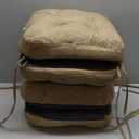 downluxe Indoor Chair Cushions for Dining Chairs, Tufted Overstuffed Textured Foam Kitchen Chair Pads with Ties and Non-Slip Backing, 15.5" x 15.5" x 4", Brown, 4 Pack