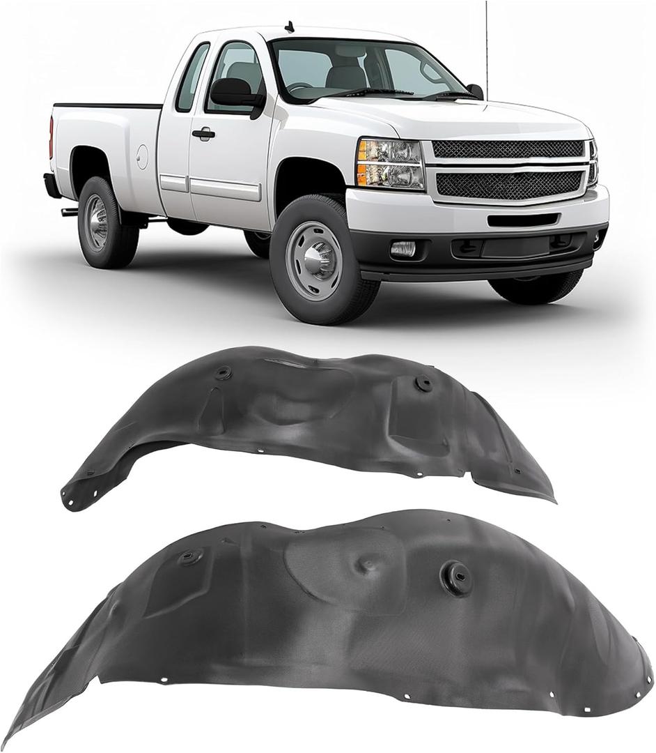 Front Inner Fender Liner Compatible with 2007-2013 Chevy Chevrolet Silverado 1500 Replace for GM1248183 20953678 GM1249183 22779790 Wheel Liner Splash Shield Splash Guard Driver&Passenger Side (Left + Right)
