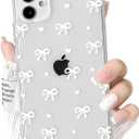 NITITOP Compatible with iPhone 11 Case Clear Cute Bow Knot Design for Women Girls Stylish Bowknot Durable Soft TPU Slim Protection Phone Cover - White Heart