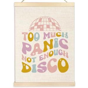 Ecezatik Funny Anxiety Poster Hanger Frame - Too Much Panic not Enough Disco, Trendy Preppy Mental Health Awareness Wall Decor for Therapy Office School Counselor Office, 12x16 Inches