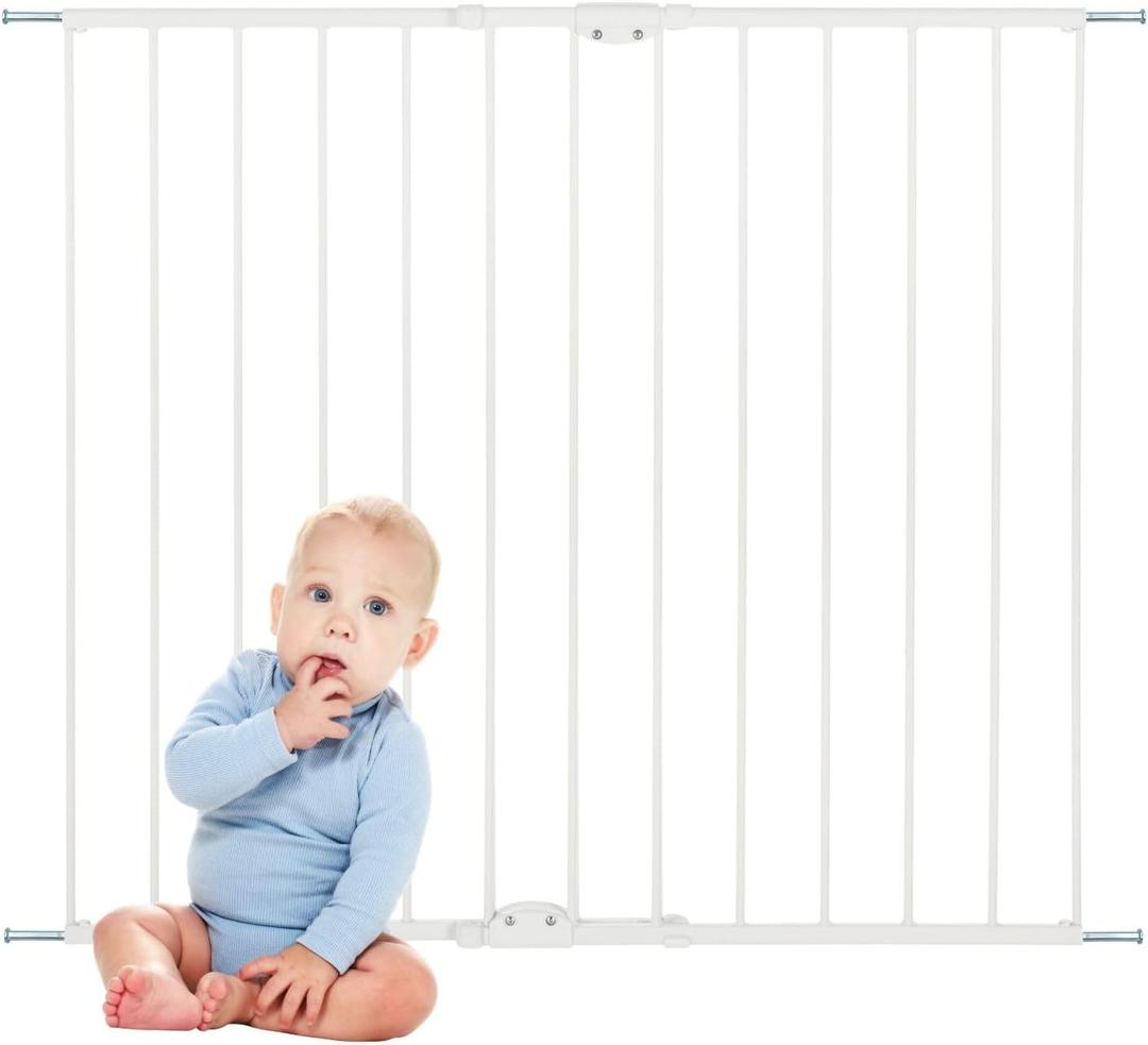 Toddleroo Easy Swing & Lock Baby Gate for Top of Stairs: 36" Tall, White