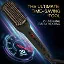 MEGAWISE Pro Ceramic Ionic Hair Straightener Brush for Home Salon, Straightening Hair Brush with 20s Heating Tech, Auto-Off, Anti-Scald with Universal Dual Voltage,Rotatable Power Cord, Black
