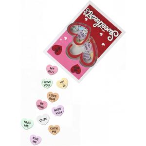 Kathfly Valentine's Day Wooden Sweetheart Candy Box Shaker Conversation Hearts Candy Box Decor for Exchange Seasonal Gifting Imitation Heart-shaped Candies Decor Word Stack for Lover Couple Gift