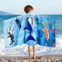 WERNNSAI Shark Kids Beach Towel for Boys - 30 x 60 Quick Dry Sand-Free Swim Towels for Boys Super Soft Absorbent Towel, Pool Camping Travel Bath Towel for Outdoor Sports Picnic