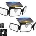 2 Pack Clip on Solar Motion Lights Outdoor with Remote Control, Solar Security Light with 3 Modes, IP65 Waterproof Flood Lights Outside for Garden Patio Garage Backyard