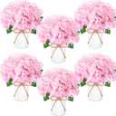 Mimorou 6 Sets Flower Table Centerpieces Pink Artificial Wedding Faux Hydrangeas with Rustic Metal Vase for Office Home Kitchen Table Wedding Bridal Tea Party Decoration