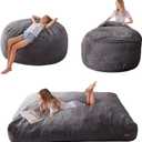 MAXYOYO Giant Bean Bag Chair Bed for Adults, Convertible Beanbag Folds from Lazy Chair to Floor Mattress Bed, Large Floor Sofa Couch, Big Sofa Bed, High-Density Foam Filling, Machine Washable (Full, Dark Grey)