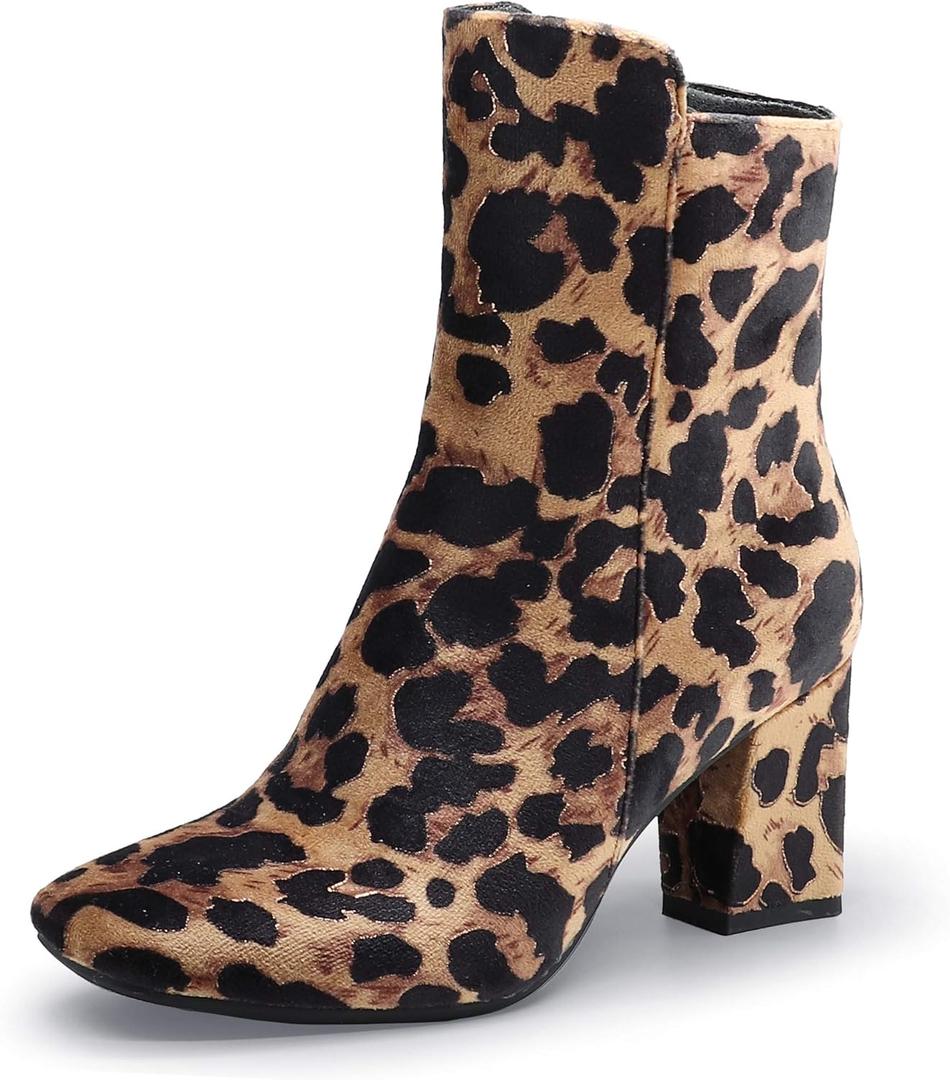 IDIFU Women's Ada Fashion Square Toe Ankle Boots Low Block Heel Short Boots Side Zipper Booties Shoes- Half Size Larger (5.5)