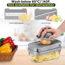 Vegetable Chopper,12-in-1 Multifunctional Food Chopper,Professional Onion Chopper with 7 Blades,Vegetable Cutter with Container for Salad,Potato,Carrot,and Garlic Essential Kitchen Tool (Silver gray)