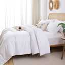 ROSGONIA White Queen Comforter Set, 3pcs(1 Boho White Comforter & 2 Pillowcases) All Season Soft Bedding Lightweight Bedspread Blanket Quilt