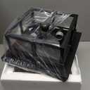 Motion Sensor Outdoor Flush Mount Ceiling Light, Industrial Glass Rustic Wood-Like Finish 2-Light Ceiling Lamp for Porch, Entryway, Garage, Timer and Sensitivity Adjustable (Black-Square)