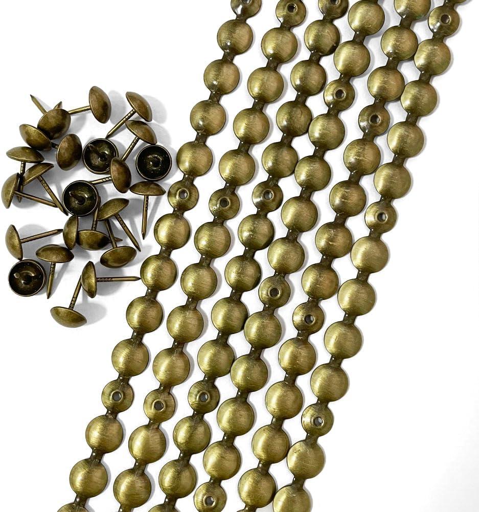 Let's Decorate 10 Meters D11mm Brass Upholstery Tacks Strips/Nailhead Trims,Decorative Nail Strips with Upholstery Tacks for Sofa Headboard Bench(K:11mm Brass)