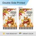 DLZDN Hello Fall Squirrel Garden Flag Autumn Pumpkins Maple Leaves Flag 12×18 Inch Double Sided Buffalo Plaid Farmhouse Yard Flag Thanksgiving Holiday Outdoor Decor