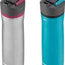 Contigo Cortland Chill 2.0 Vacuum-Insulated Stainless Steel Water Bottle Spill-Proof Lid Preserves Temperature for Hours 24oz 2-Pack Juniper & Dragonfruit Ideal for Travel and Daily Use