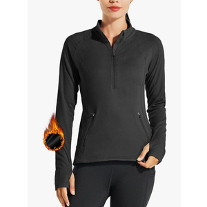 Women's Fleece Running Jacket Pullover Thermal Equestrian Shirt Golf Shirt Long Sleeve Half Zip Exercise Winter Gear, Size M
