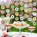 8 Pcs Donut Party Banners Colorful Donut Decor Doughnut Grow Party Hanging Swirl Paper Cutouts Garland Kit for Baby Shower Birthday Home Gender Reveal Supplies