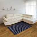 Garland Rug Avery Striped Navy Blue / White 3 Ft 6 In X 5 Ft Rug Non-Slip, Soft, Stain-Resistant Ideal For Living Rooms & Hallways, Stylish & Durable For High-Traffic Areas