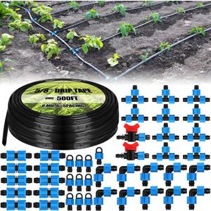 Tondiamo 500 ft 5/8 Inch Drip Tape Irrigation Tubing Kit 8 Mil 6" Spacing Hose Garden Landscape Irrigation System Automatic Equipment for Farms
