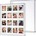 2 Pack 11.8" x 10.2" Acrylic Collage Polaroid Frame Compatible with Instax Polaroid Picture Frame Double Floating Tabletop Picture Frames for Large Mini Films Pressed Flowers Art DIY Gift