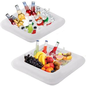 Inflatable Serving Bar, Salad Serving Sets Bar Buffet Food Drinks Inflatable Cooler Table Pool Ice Tray Easy to Blow Up for Party,Graduation,Picnic & Camping 24Inch x 24Inch (White, 2 PCS)