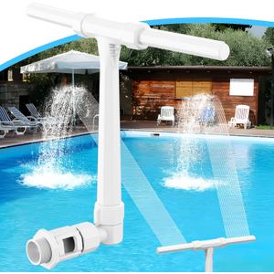 Pool Fountain Above and Inground Pools, Adjustable Pool Waterfall with Dual Spray Sprinklers, Outdoor Pool Accessories for Relaxation and Cooling, White