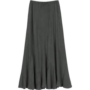 Urban CoCo Women's Faux Suede Elastic Waist Midi Long Skirt A Line Women Flowy Fall Winter Skirts