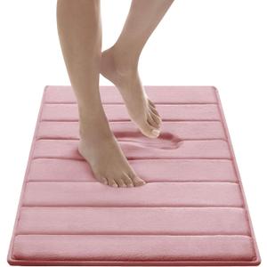 MICRODRY Quick Dry Memory Foam Luxury CoreTex Bath Mat Rug with, GripTex Skid Resistant Base, Ultra Absorbent, Comfort Soft, Easy Care, Fade & Pilling Resistant (Rose, 17x24)