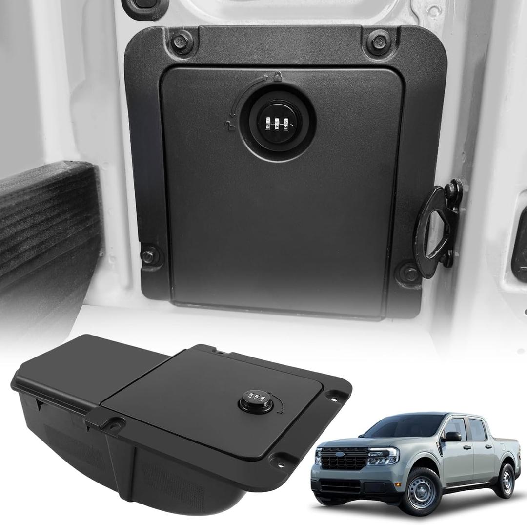 Bed Cargo Partition Storage Bin with Code Lock Compatible with Ford Maverick XL 2022 2023 2024 2025| Code Lock Security Rear Side-Mounted Storage Bin |ABS Cargo Partition Accessories
