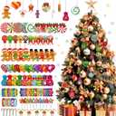 Soaoo 100 Pieces Christmas Peppermint Candy Hanging Ornaments Wood Christmas Tree Ornaments Set Lollipop Gingerbread Candy Cane Decorations with Rope Decorative Hanging Decorations for Xmas(Stylish)