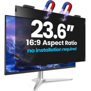 Magnetic 23.6 Inch Privacy Screen for Computer Monitor 16:9 Aspect Ratio, Hanging Removable Anti-Blue/Glare Protector Film, Anti Spy Desktop Security Private Filter 23.6in