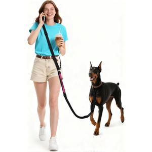 Hands Free Dog Leash, 10.1ft Crossbody & Waist-Wear Adjustable Leash, Dual-Zone Length Control, Shock-Absorbing Handle, Lightweight Rope Leashes for Small & Medium Dogs Black