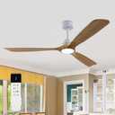 60" Modern Ceiling Fan with Lights Remote Control(FCC) ,Dimmable Dimmable Quiet-operation DC Motor 3 Blades Wood Ceiling Fans for Patio Livingroom, Bedroom, Office,Indoor Outdoor(Log wood+White)
