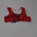 OYOANGLE Women's Pu Leather Push Up Bras Tie Front Wireless Bralettes Party Club Cropped Tops (Red) Small