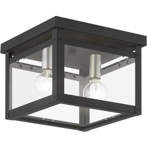 Livex Lighting, 4031-04, Milford, Square Flush Mount, Black with Brushed Nickel Finish Candles