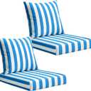 Outdoor Deep Seat Cushions Set of 2, 24x24x4 Inch Water-Repellent & Fade-Resistant Outdoor Chair Cushions, Patio Furniture Cushions with Handle for Garden Wicker Chair Sofa (Black White Stripe), 24x24x4 Inch , 24x20 Inch