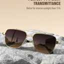 LUENX Mens Women Polarized Sunglasses Aviator, Square Polygon Lens Driving UV 400 Protection With Accessories 58mm Small (Gradient Brown Lens/Gold Frame)