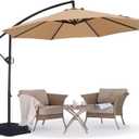 ABCCANOPY 10FT Cantilever Patio Umbrella with base included, 360 Rotation Outdoor Offset Umbrella Bonus Fix Frame & Weights Bag for Backyard, Deck, Poolside (Khaki)