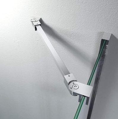 Frameless Shower Door Support Bar, Stainless Steel Wall-to-Glass Support Arm to Fixed Shower Glass Panel, for 1/4"-3/8" (6-10 mm) Door, 180° Pivot & Stow-Flat Mode (Chrome, 35.4-inch(900mm))