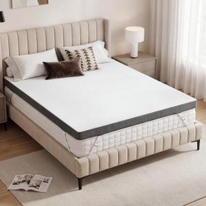 Vipbear Extra Firm Mattress Topper Twin: 4 Inch High Density Bed TopperExtra Support for Pain ReliefBreathable Washable Soft Cover with Anti-Slip StrapsCertiPUR-US Oeko-Tex Certified 38"x 75"