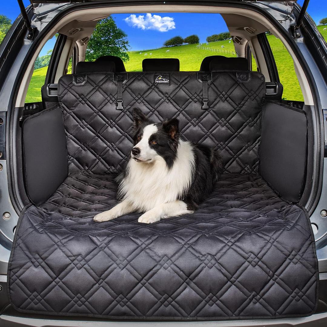 Meadowlark SUV Cargo Liner Dog Seat Covers, Double Stitched & Extra Padded, Water Repellant, Anti Shock, Non-Slip, Car Cover Trunk Mat, Dog Accessories, Pet Car Seat Protector for Fur & Mud (Black)