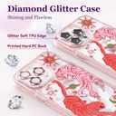 Designed for iPhone 14 Pro Max Case Pink Glitter Clear - Cute Bling Phone Case with Wrist Strap - Aesthetic Y2K Case for Woman, Girl 6.7" (Tiger)