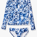 Kanu Surf Girls' Long Sleeve Rashguard UPF 50+ Two Piece Swim Set Blue 10