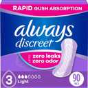 Always Discreet Adult Incontinence Pads for Women, Light Absorbency, Regular Length, Postpartum Pads (3 Packs of 30)