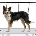 H-Shape Dog Grooming Arm with Clamp, Heavy Duty Pet Grooming Table Arm with Loop Noose, 32" Height Adjustable and 34" - 50" Width Adjustable for Large & Medium & Small Pets, Black